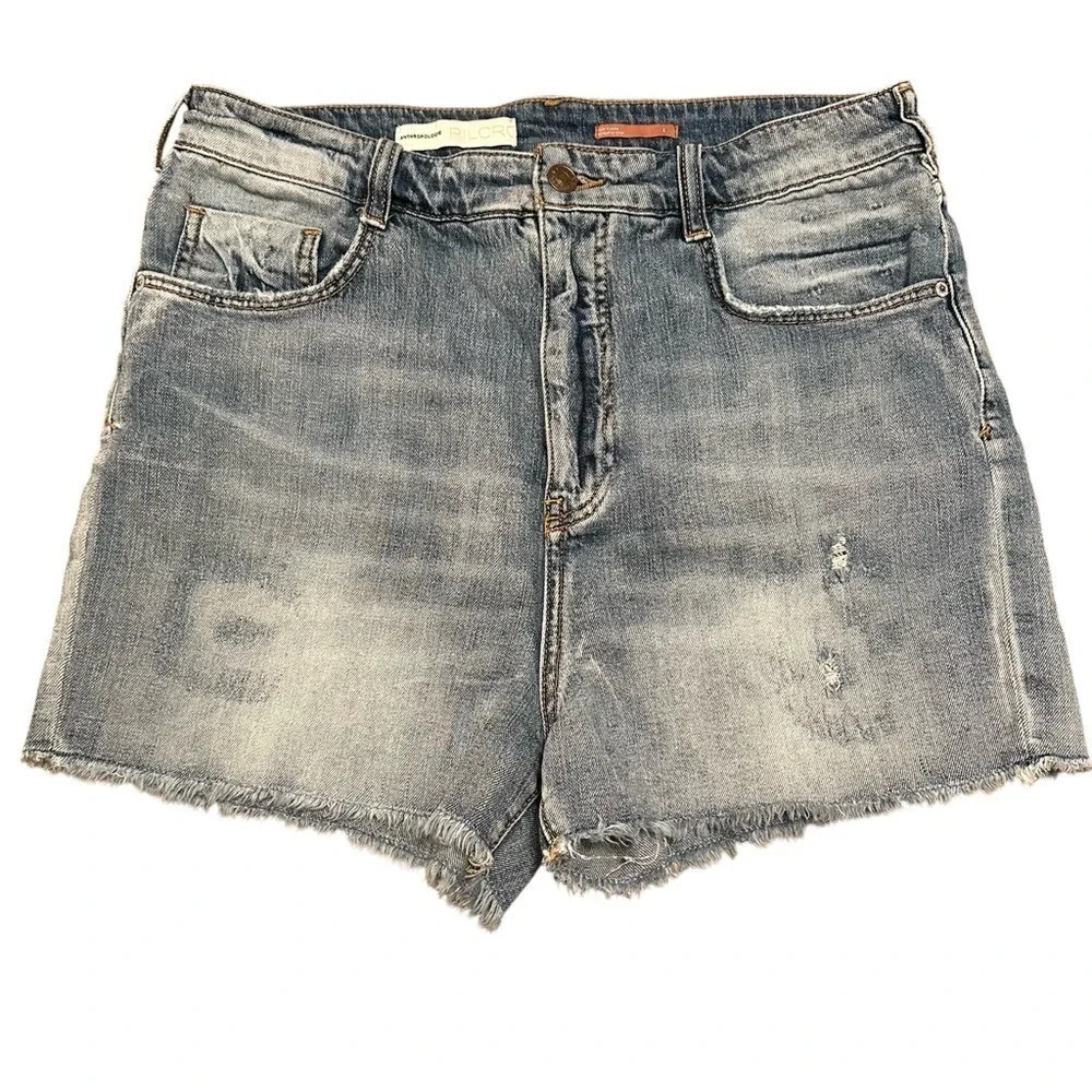 Pilcro Anthropologie Ultra High-Rise Slim Denim Shorts Boyfriend Distressed 31 - Picture 2 of 9